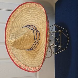 3 for $20 Mexican palm straw Sombrero, multi-colored hat, with chin strap.